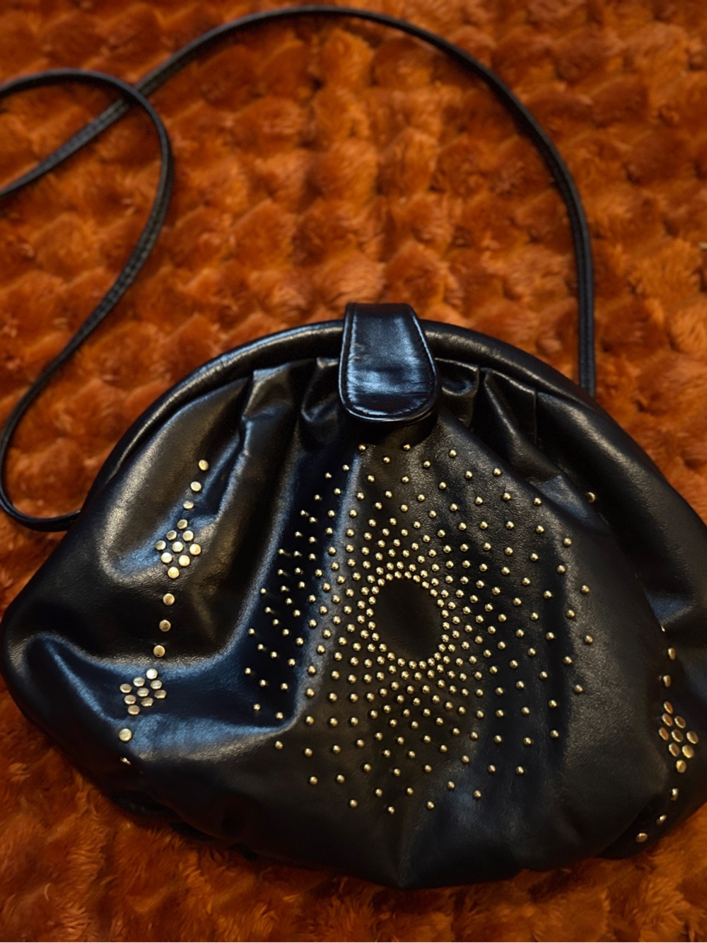 Black Crossbody Bag with Gold Stud Burst